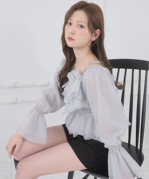 MAJESTIC LEGON / マジェスティックレゴン シャツ・ブラウス | チェーン付きシアーフリルブラウス | 詳細29