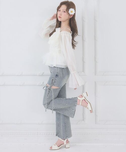 MAJESTIC LEGON / マジェスティックレゴン シャツ・ブラウス | チェーン付きシアーフリルブラウス | 詳細3