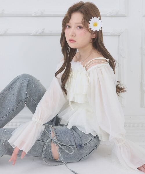 MAJESTIC LEGON / マジェスティックレゴン シャツ・ブラウス | チェーン付きシアーフリルブラウス | 詳細5