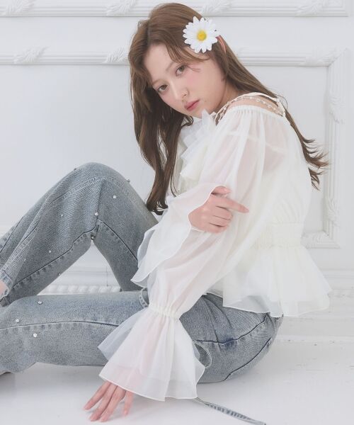 MAJESTIC LEGON / マジェスティックレゴン シャツ・ブラウス | チェーン付きシアーフリルブラウス | 詳細6