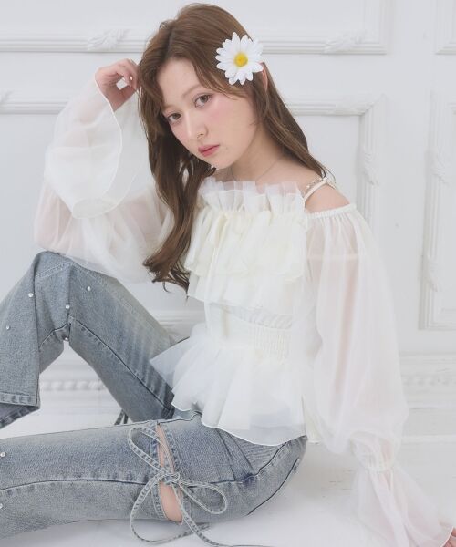 MAJESTIC LEGON / マジェスティックレゴン シャツ・ブラウス | チェーン付きシアーフリルブラウス | 詳細7