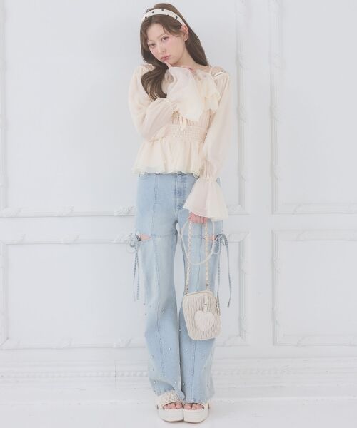 MAJESTIC LEGON / マジェスティックレゴン シャツ・ブラウス | チェーン付きシアーフリルブラウス | 詳細8