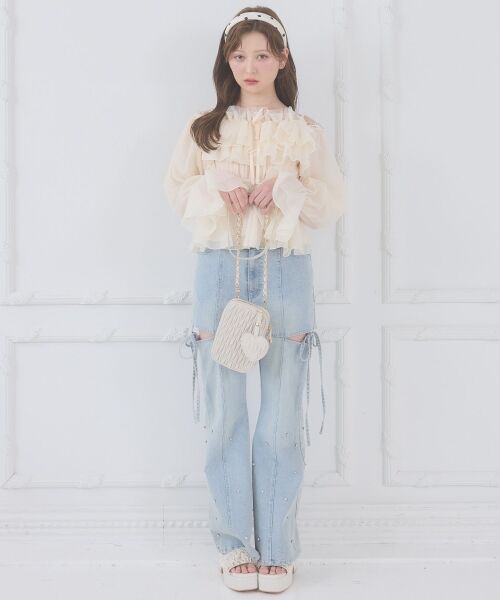 MAJESTIC LEGON / マジェスティックレゴン シャツ・ブラウス | チェーン付きシアーフリルブラウス | 詳細9