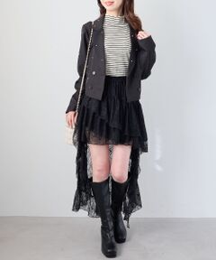 MAJESTIC LEGON / マジェスティックレゴン ミニ・ひざ丈スカート | アシメレースミニスカパン