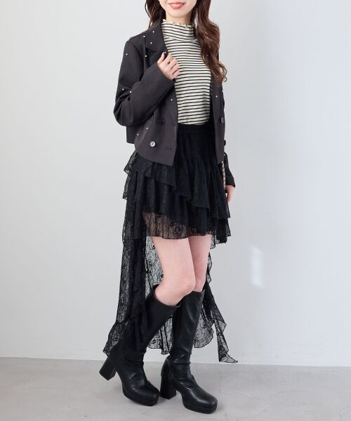 MAJESTIC LEGON / マジェスティックレゴン ミニ・ひざ丈スカート | アシメレースミニスカパン | 詳細2