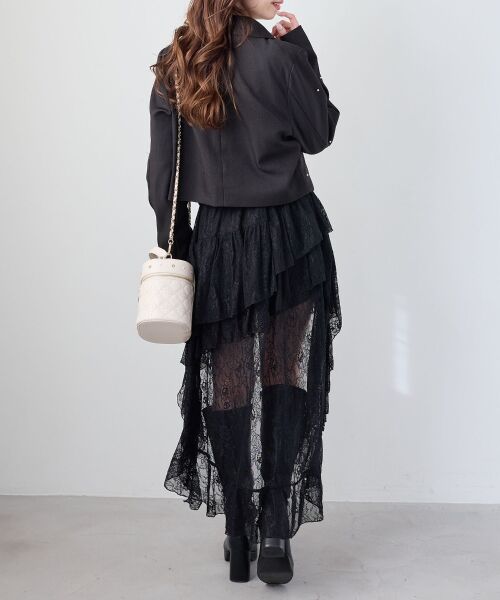 MAJESTIC LEGON / マジェスティックレゴン ミニ・ひざ丈スカート | アシメレースミニスカパン | 詳細3