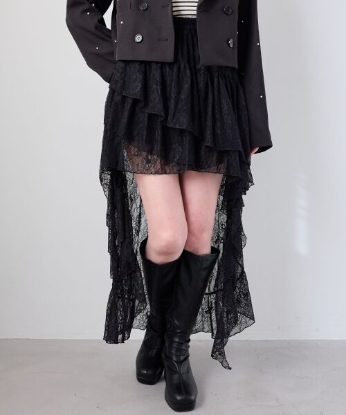 MAJESTIC LEGON / マジェスティックレゴン ミニ・ひざ丈スカート | アシメレースミニスカパン | 詳細4