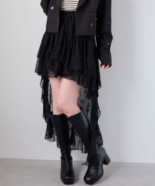 MAJESTIC LEGON / マジェスティックレゴン ミニ・ひざ丈スカート | アシメレースミニスカパン | 詳細5