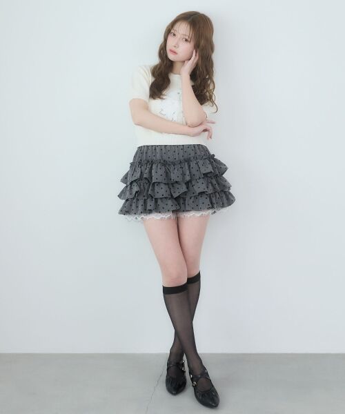 MAJESTIC LEGON / マジェスティックレゴン ミニ・ひざ丈スカート | 裾レースバリエミニスカパン | 詳細1