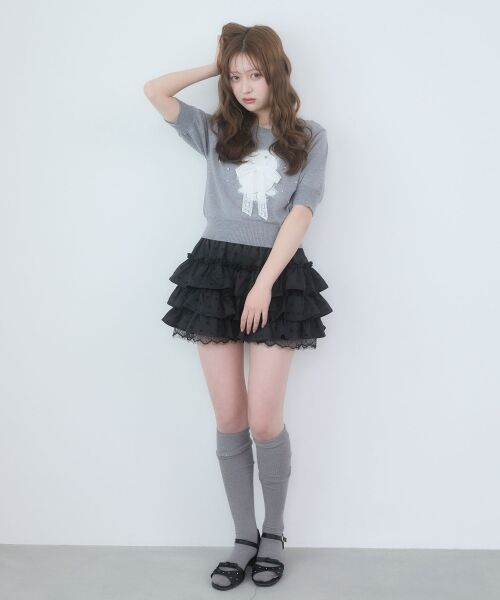 MAJESTIC LEGON / マジェスティックレゴン ミニ・ひざ丈スカート | 裾レースバリエミニスカパン | 詳細10