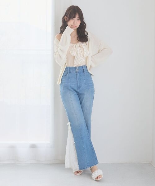 MAJESTIC LEGON / マジェスティックレゴン デニムパンツ | パール×レーススリットデニム | 詳細14