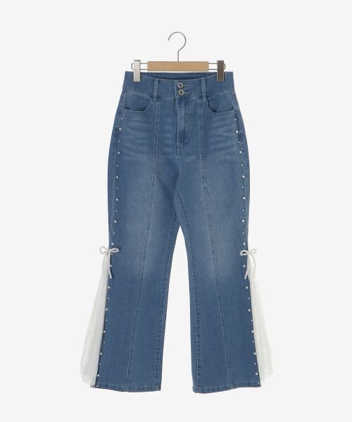 MAJESTIC LEGON / マジェスティックレゴン デニムパンツ | パール×レーススリットデニム | 詳細25