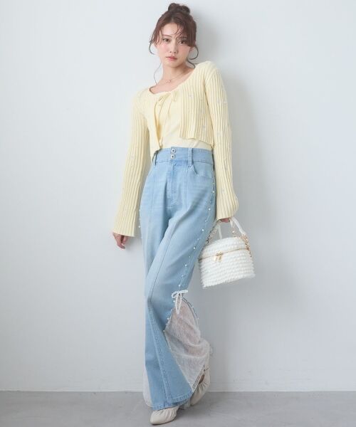 MAJESTIC LEGON / マジェスティックレゴン デニムパンツ | パール×レーススリットデニム | 詳細5