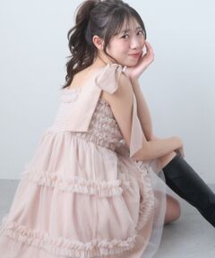 MAJESTIC LEGON / マジェスティックレゴン ミニ丈・ひざ丈ワンピース | フリルチュールミニワンピース