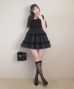 MAJESTIC LEGON / マジェスティックレゴン ミニ丈・ひざ丈ワンピース | フリルチュールミニワンピース