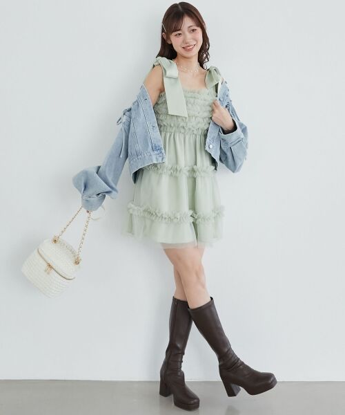 MAJESTIC LEGON / マジェスティックレゴン ミニ丈・ひざ丈ワンピース | フリルチュールミニワンピース | 詳細10