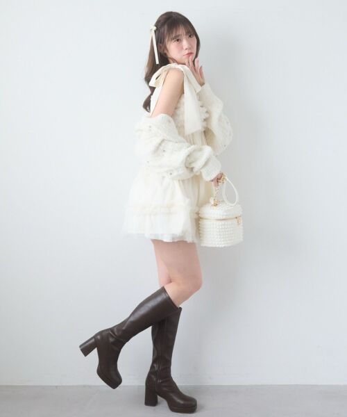 MAJESTIC LEGON / マジェスティックレゴン ミニ丈・ひざ丈ワンピース | フリルチュールミニワンピース | 詳細10