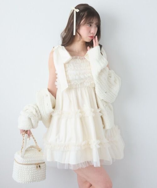 MAJESTIC LEGON / マジェスティックレゴン ミニ丈・ひざ丈ワンピース | フリルチュールミニワンピース | 詳細11