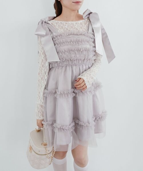 MAJESTIC LEGON / マジェスティックレゴン ミニ丈・ひざ丈ワンピース | フリルチュールミニワンピース | 詳細23