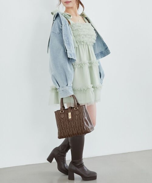 MAJESTIC LEGON / マジェスティックレゴン ミニ丈・ひざ丈ワンピース | フリルチュールミニワンピース | 詳細7