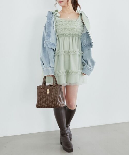 MAJESTIC LEGON / マジェスティックレゴン ミニ丈・ひざ丈ワンピース | フリルチュールミニワンピース | 詳細12