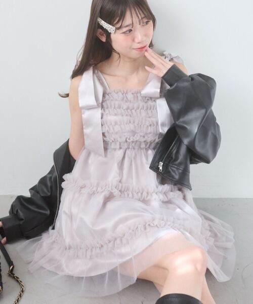 MAJESTIC LEGON / マジェスティックレゴン ミニ丈・ひざ丈ワンピース | フリルチュールミニワンピース | 詳細25