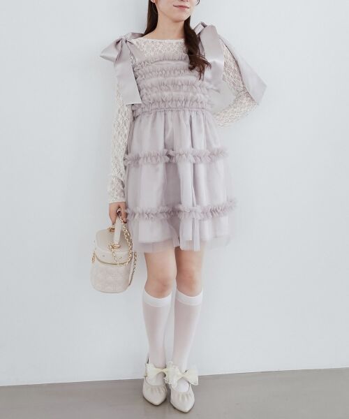 MAJESTIC LEGON / マジェスティックレゴン ミニ丈・ひざ丈ワンピース | フリルチュールミニワンピース | 詳細26