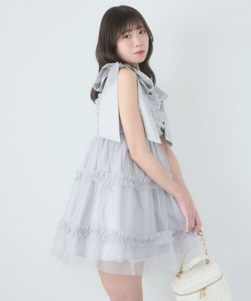 MAJESTIC LEGON / マジェスティックレゴン ミニ丈・ひざ丈ワンピース | フリルチュールミニワンピース | 詳細3