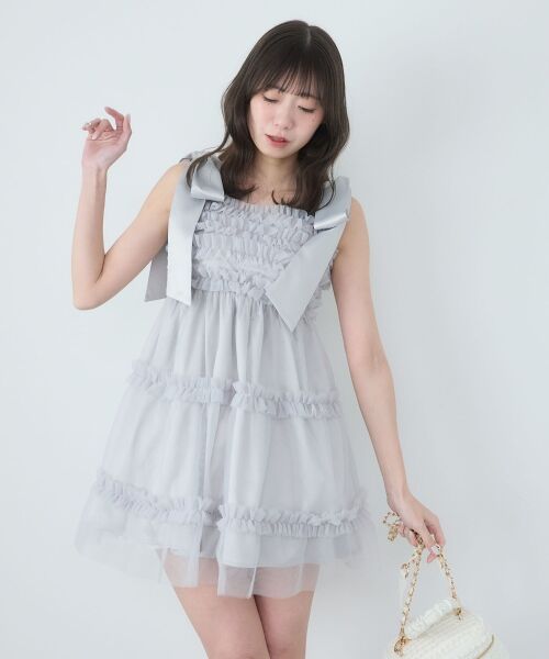 MAJESTIC LEGON / マジェスティックレゴン ミニ丈・ひざ丈ワンピース | フリルチュールミニワンピース | 詳細4