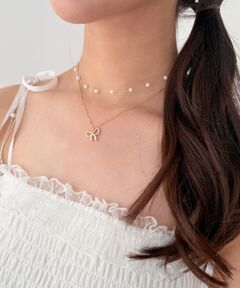 MAJESTIC LEGON / マジェスティックレゴン ネックレス・ペンダント・チョーカー | パール×リボンモチーフ2連ネックレス