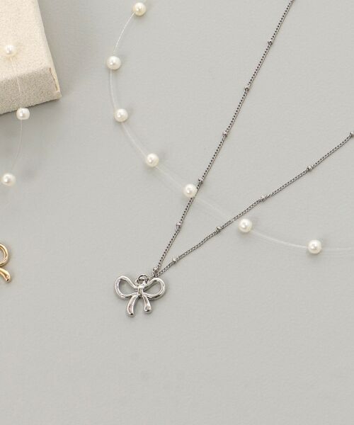 MAJESTIC LEGON / マジェスティックレゴン ネックレス・ペンダント・チョーカー | パール×リボンモチーフ2連ネックレス | 詳細4