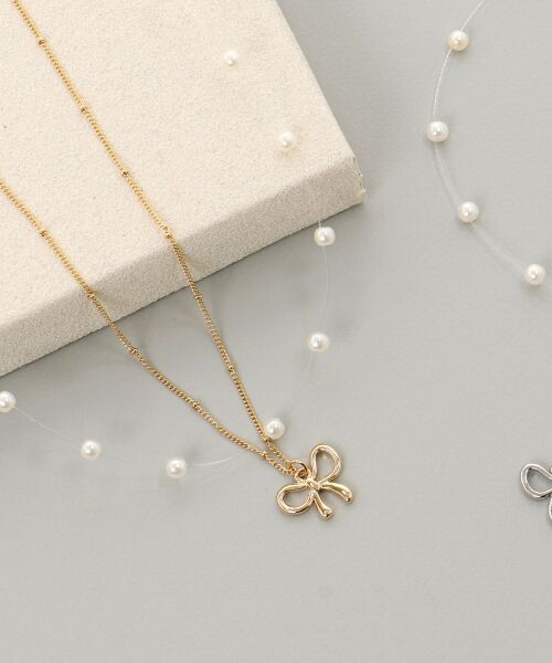MAJESTIC LEGON / マジェスティックレゴン ネックレス・ペンダント・チョーカー | パール×リボンモチーフ2連ネックレス | 詳細5
