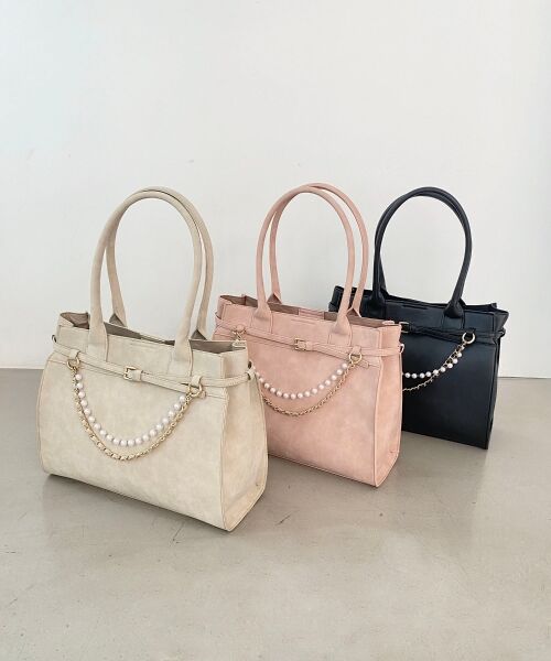 MAJESTIC LEGON / マジェスティックレゴン トートバッグ | パールチェーン2WAYトートバッグ（ベージュ）