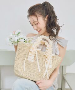 MAJESTIC LEGON / マジェスティックレゴン トートバッグ | 雑材フリルリボンハンドルトート