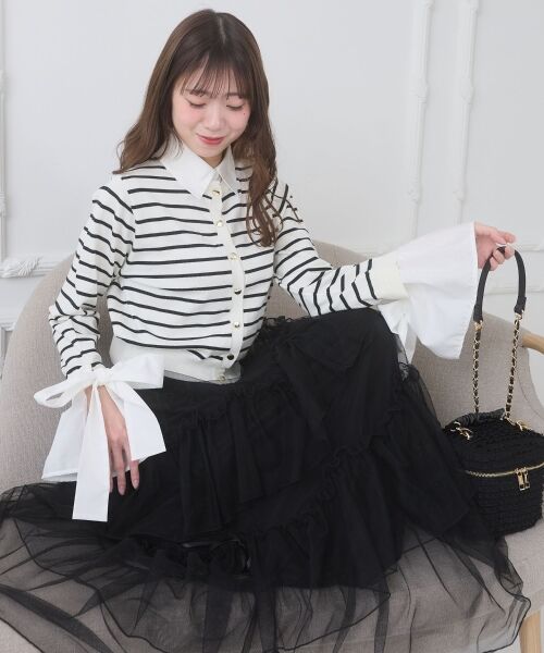 MAJESTIC LEGON / マジェスティックレゴン カーディガン・ボレロ | リボンスリーブシャツ襟カーデ | 詳細11