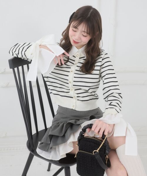 MAJESTIC LEGON / マジェスティックレゴン カーディガン・ボレロ | リボンスリーブシャツ襟カーデ | 詳細15