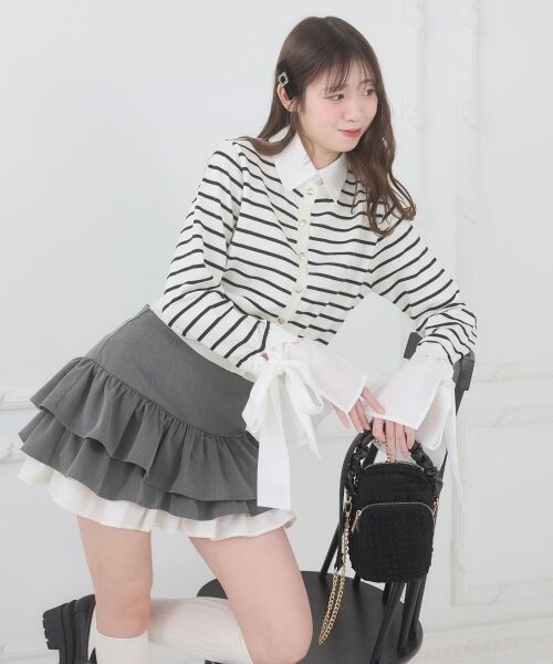 MAJESTIC LEGON / マジェスティックレゴン カーディガン・ボレロ | リボンスリーブシャツ襟カーデ | 詳細16