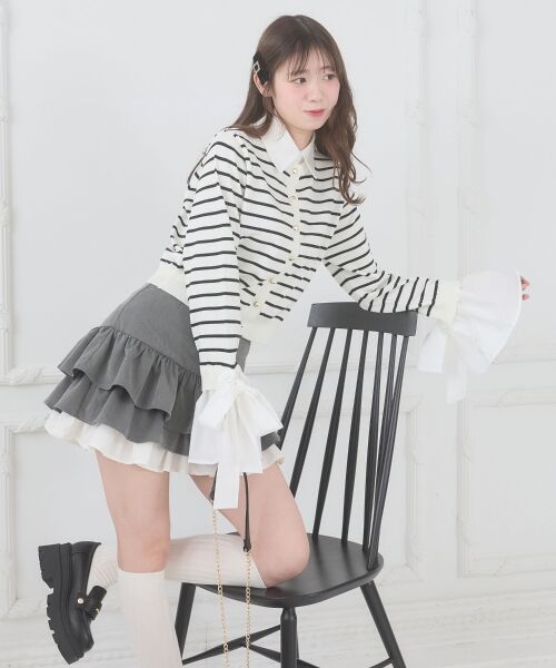 MAJESTIC LEGON / マジェスティックレゴン カーディガン・ボレロ | リボンスリーブシャツ襟カーデ | 詳細17