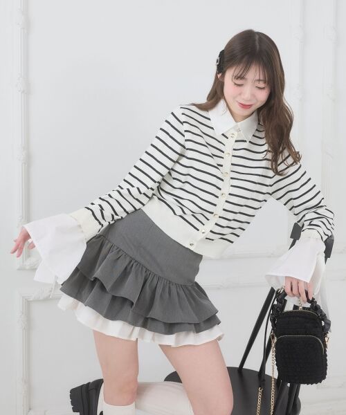 MAJESTIC LEGON / マジェスティックレゴン カーディガン・ボレロ | リボンスリーブシャツ襟カーデ | 詳細18