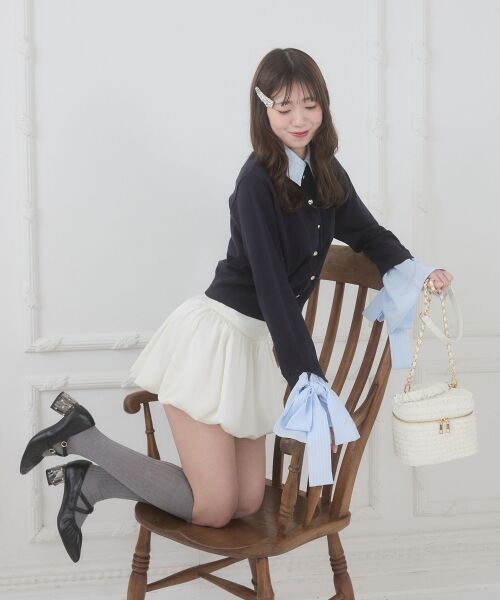 MAJESTIC LEGON / マジェスティックレゴン カーディガン・ボレロ | リボンスリーブシャツ襟カーデ | 詳細22