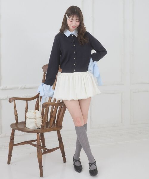 MAJESTIC LEGON / マジェスティックレゴン カーディガン・ボレロ | リボンスリーブシャツ襟カーデ | 詳細25