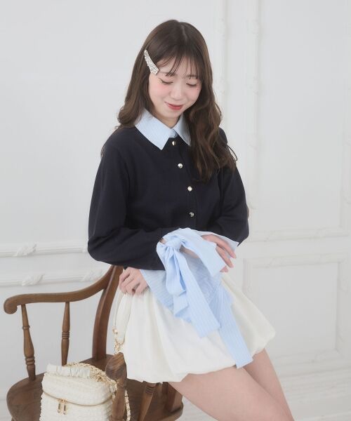 MAJESTIC LEGON / マジェスティックレゴン カーディガン・ボレロ | リボンスリーブシャツ襟カーデ | 詳細27