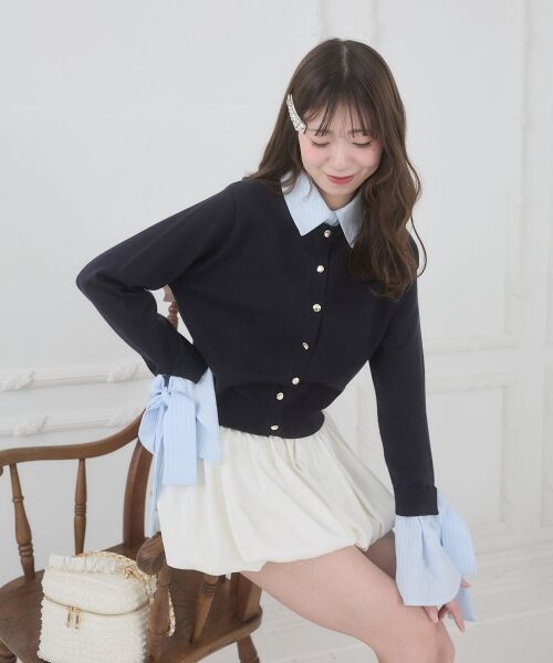 MAJESTIC LEGON / マジェスティックレゴン カーディガン・ボレロ | リボンスリーブシャツ襟カーデ | 詳細28