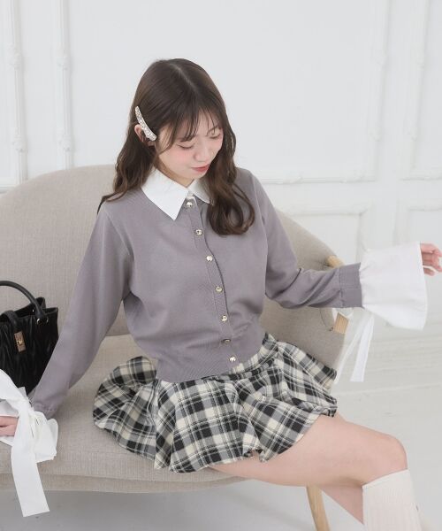 MAJESTIC LEGON / マジェスティックレゴン カーディガン・ボレロ | リボンスリーブシャツ襟カーデ | 詳細30