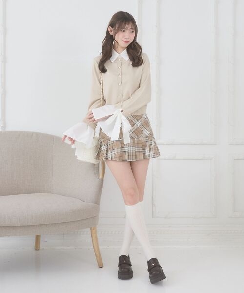 MAJESTIC LEGON / マジェスティックレゴン カーディガン・ボレロ | リボンスリーブシャツ襟カーデ | 詳細4