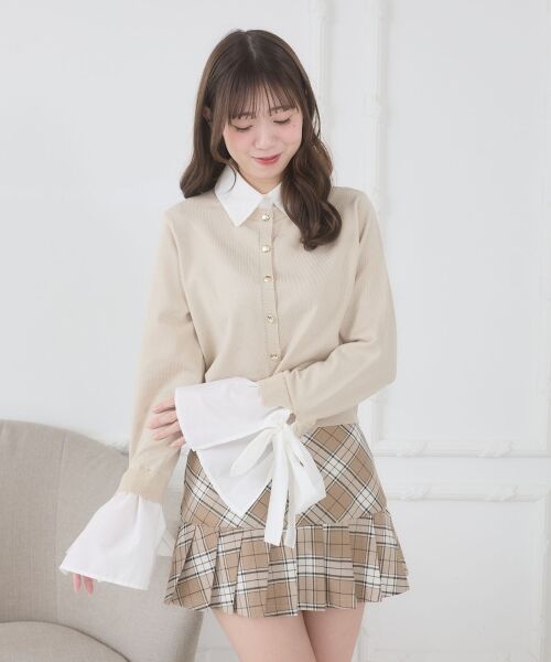 MAJESTIC LEGON / マジェスティックレゴン カーディガン・ボレロ | リボンスリーブシャツ襟カーデ | 詳細7