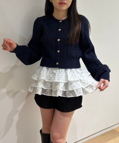 MAJESTIC LEGON / マジェスティックレゴン カーディガン・ボレロ | ゴールドボタンケーブルニットカーデ