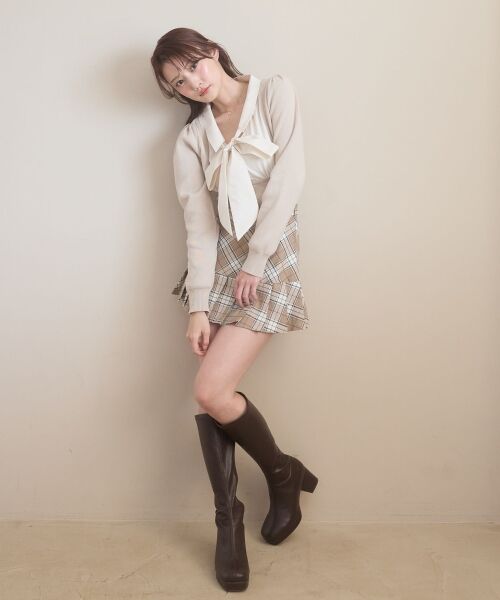 MAJESTIC LEGON / マジェスティックレゴン ニット・セーター | シャツレイヤードライクボウタイニット | 詳細1