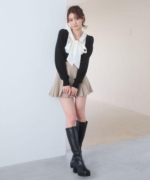 MAJESTIC LEGON / マジェスティックレゴン ニット・セーター | シャツレイヤードライクボウタイニット | 詳細12