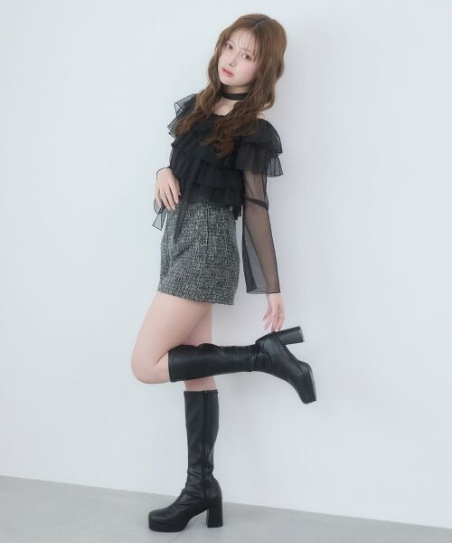 MAJESTIC LEGON / マジェスティックレゴン ショート・ハーフ・半端丈パンツ | キラキラツイードショートパンツ | 詳細12